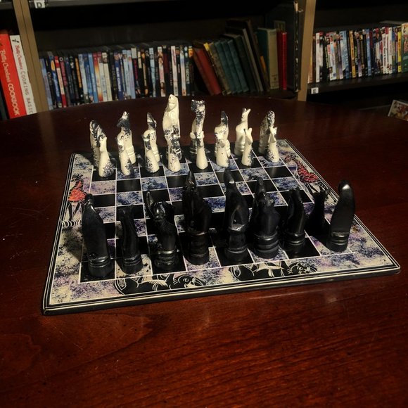 African Vintage Chess Set - Marble Styled Chess Board