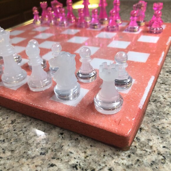 Resin Chess Set - Speckled Pink