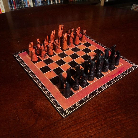 African Vintage Chess Set - Fancy Kenyan Chess Board