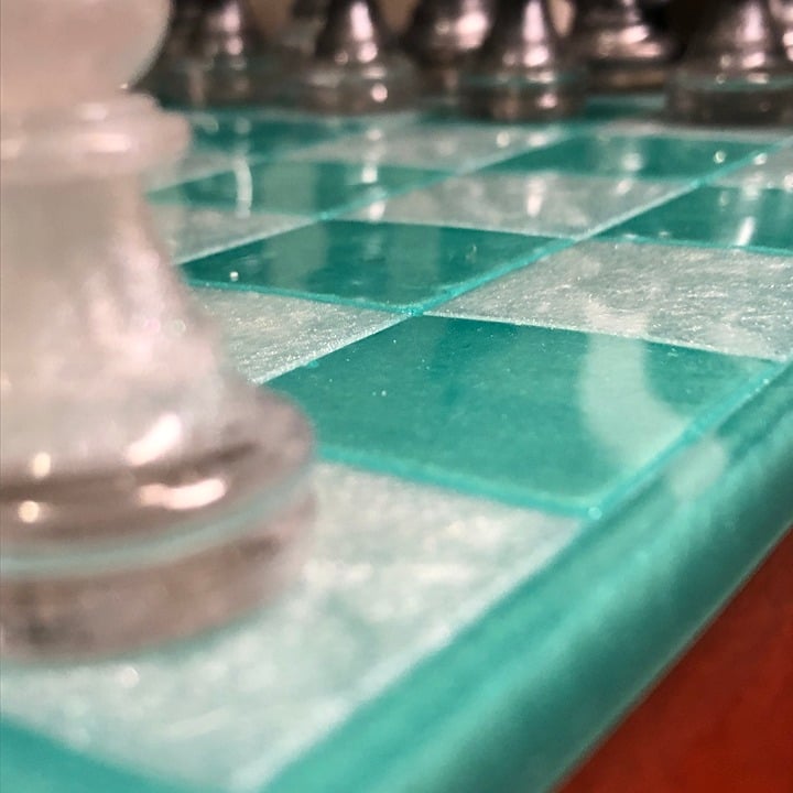 Handmade Resin Chess Set - Aqua Green