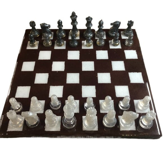 Resin Chess Set - Brown and White