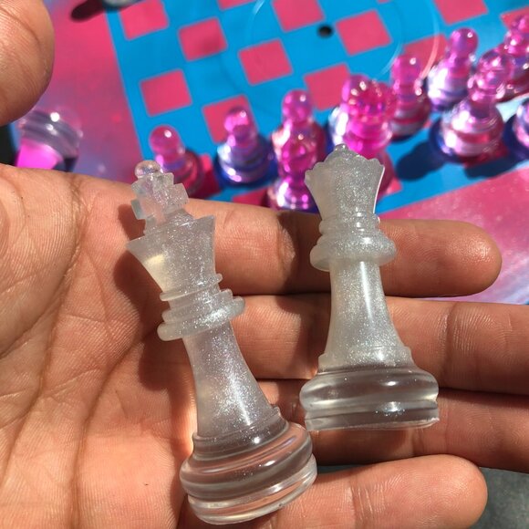 Vinyl Chess Set - Pink and Blue