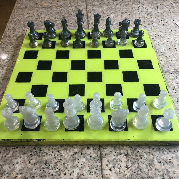 Resin Chess Set - Lime Green