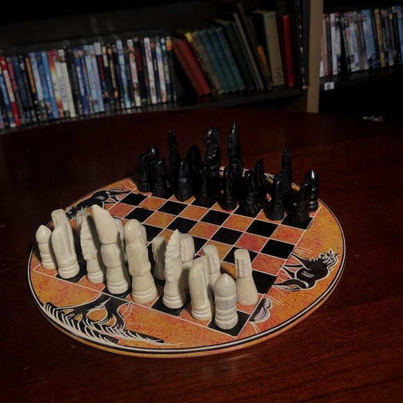 African Vintage Chess Set - Orange Chess Board