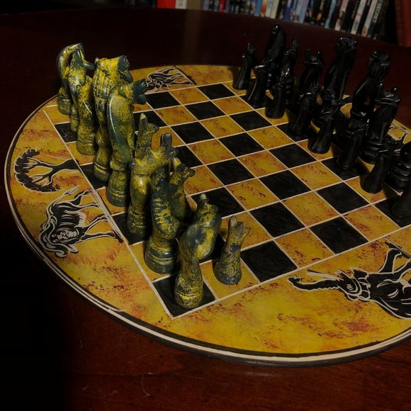 African Vintage Chess Set - Yellow Chess Board