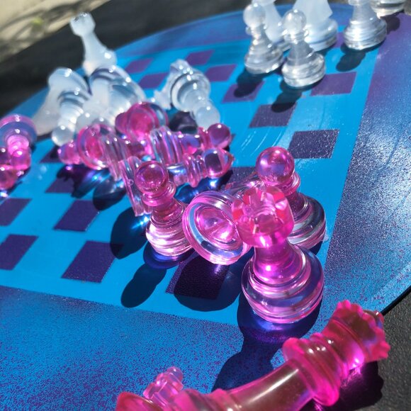 Vinyl Chess Set - Purple and Blue