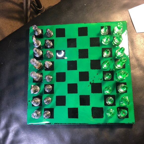 Resin Chess Set - Green and Black