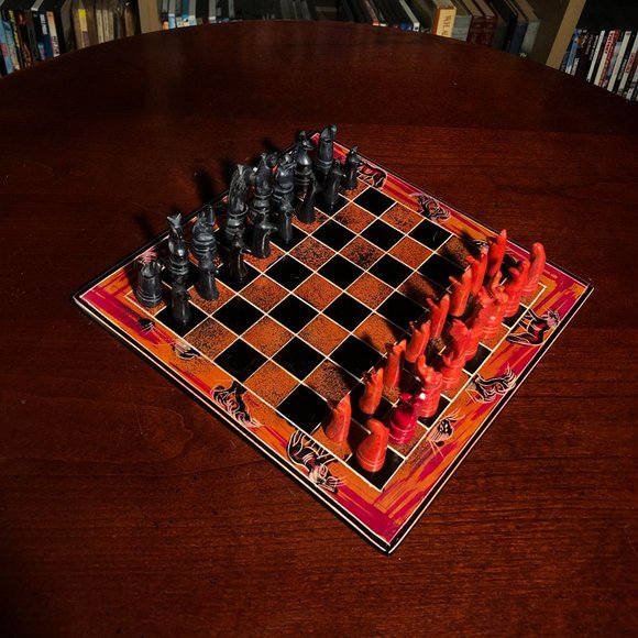 African Vintage Chess Set - Orange Chess Board