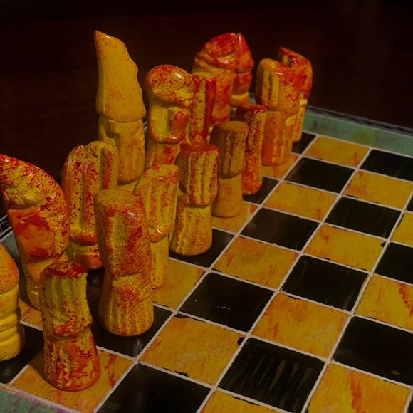 African Vintage Chess Set - Kenyan Chess Board