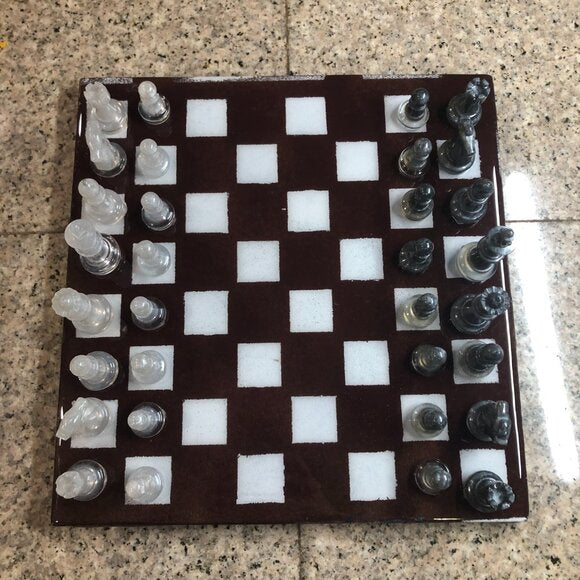 Resin Chess Set - Brown and White