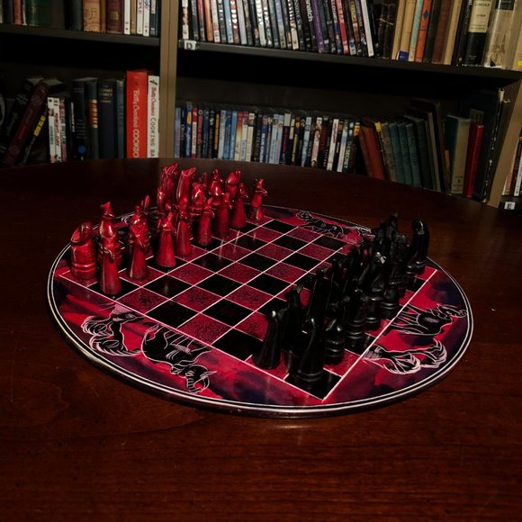 African Vintage Chess Set - Royal Red Chess Board