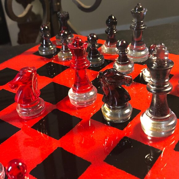 Resin Chess Set - Red Cherry