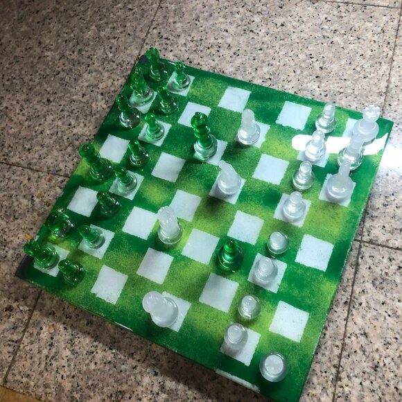 Resin Chess Set - Green Forest