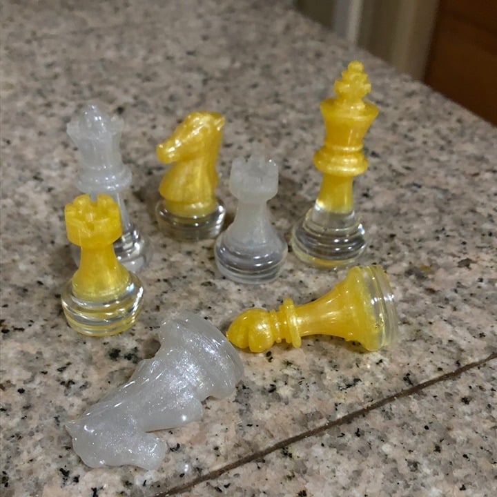 Handmade Resin Chess Set - Gold and Yellow