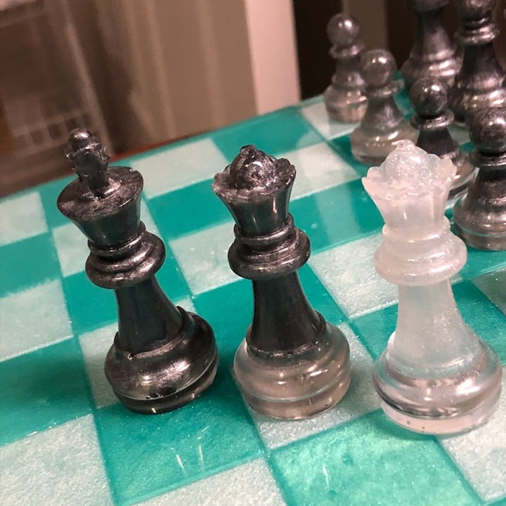 Handmade Resin Chess Set - Aqua Green