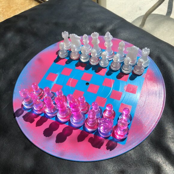 Vinyl Chess Set - Pink and Blue