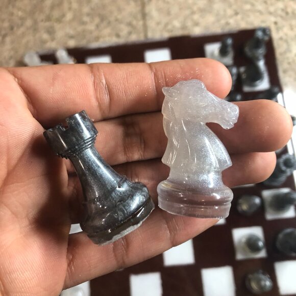 Resin Chess Set - Brown and White