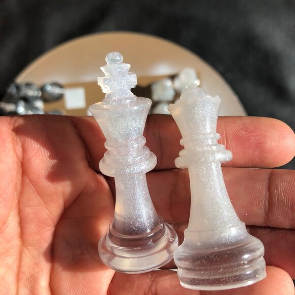 Vinyl Chess Set - Tan and White