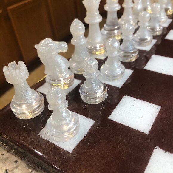 Resin Chess Set - Brown and White