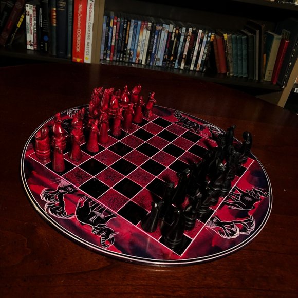 African Vintage Chess Set - Royal Red Chess Board