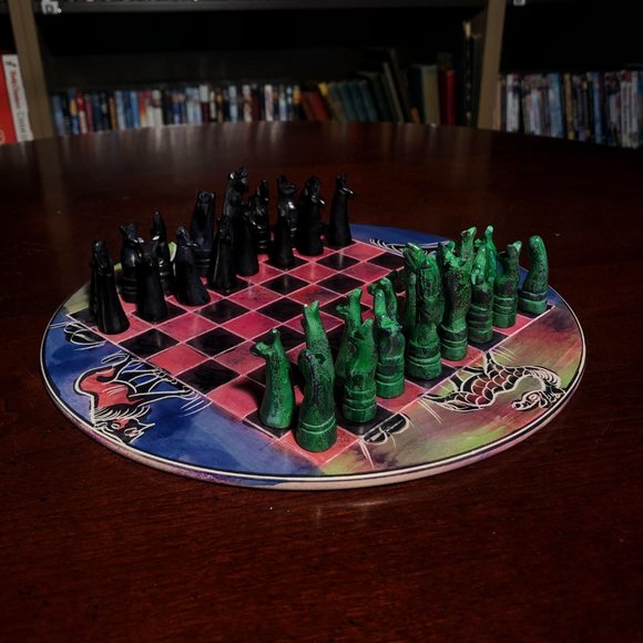 African Vintage Chess Set - Kenyan Chess Board