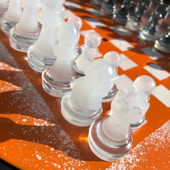 Vinyl Chess Set - Spotted Orange