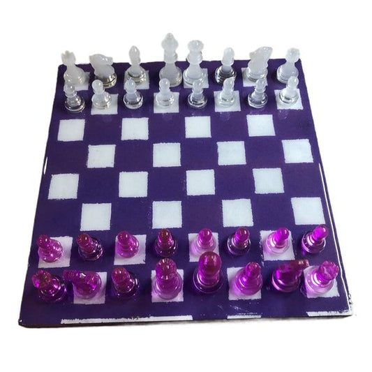 Resin Chess Set - Purple and White