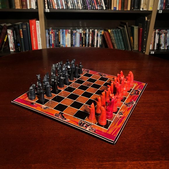 African Vintage Chess Set - Orange Chess Board