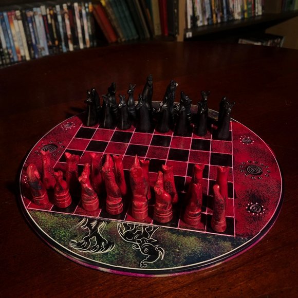 African Vintage Chess Set - Kenyan Chess Board