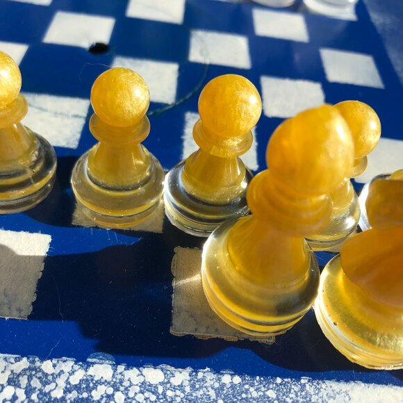 Vinyl Chess Set - Yellow and Blue