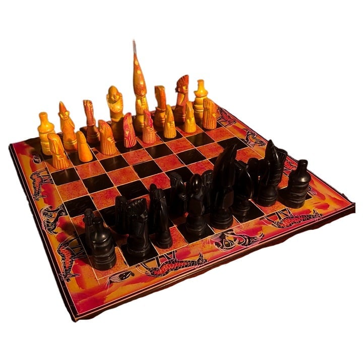 African Vintage Chess Set - Large Kenyan Chess Board